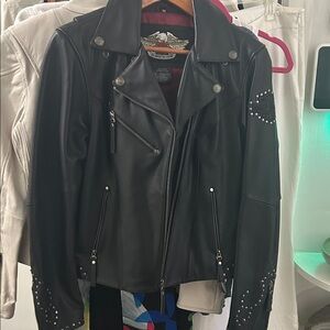 Women's Black Studded Leather Jacket